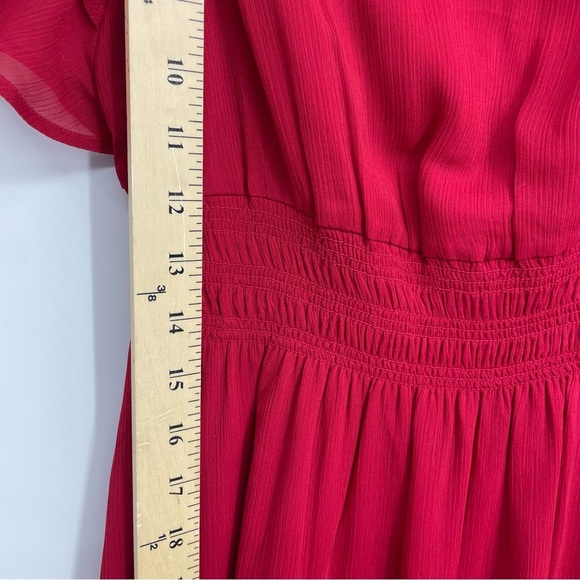 NWT Ann Taylor red smocked waist flare midi dress Sz XXS - Picture 7 of 13